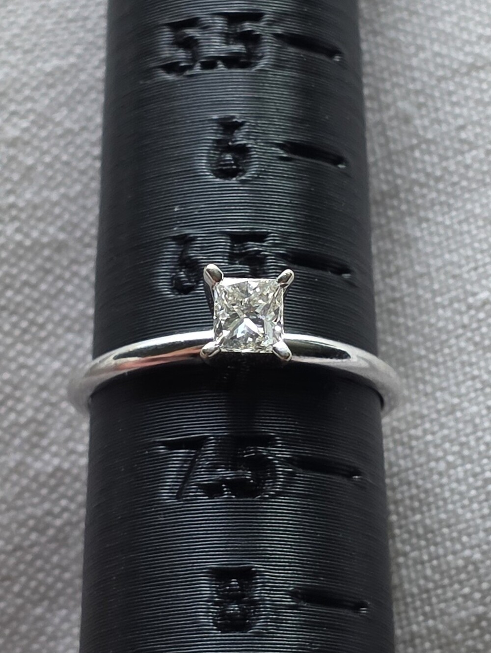 Vintage 2003 0.39 Ct Natural Princess Cut Diamond 14K White Gold Solitaire Ring